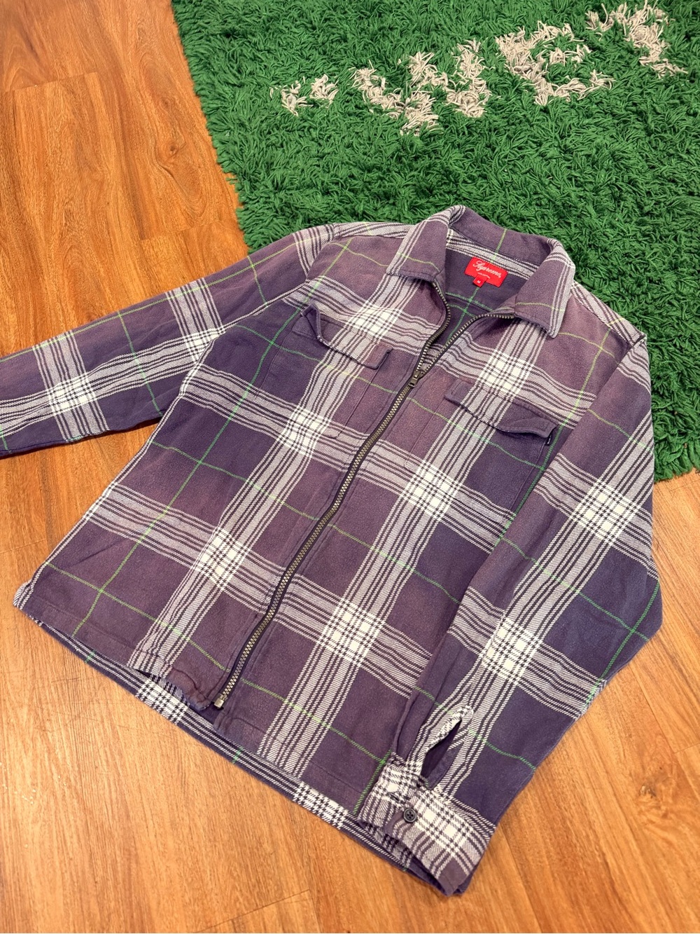 Supreme - Plaid Zip Flannel - Purple - Size M - Preowned